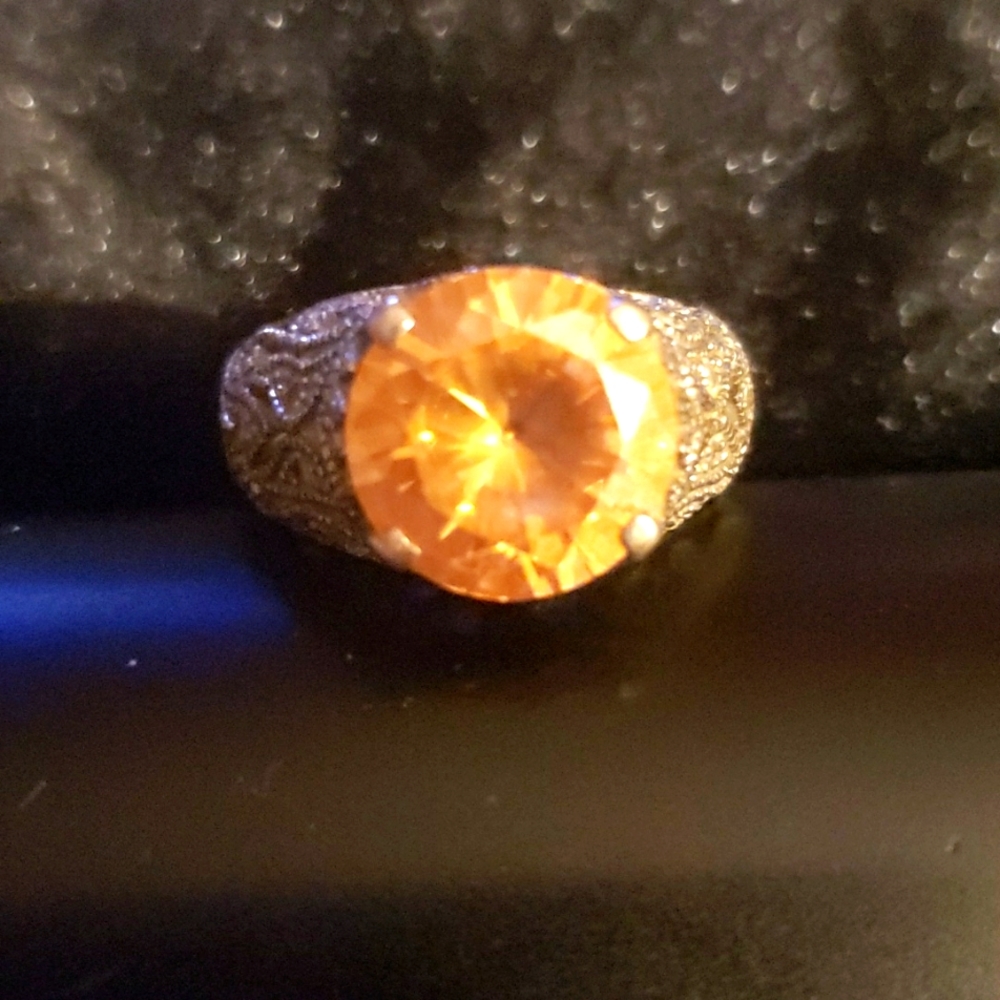Sterling silver simulated gemstone ring